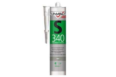 Polyfilla Pro Buitenvoeg Reparatiepasta S340 1 Component Donkergrijs koker 310ml