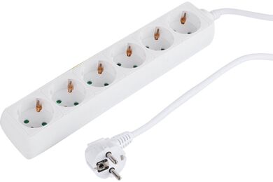 Q-LINK stekkerdoos 6-voudig randaarde 3x1,5mm 5m wit