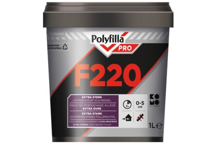 Polyfilla Pro Reparatiemiddel Lichtgewicht F220 1 Component Wit tube 1ltr