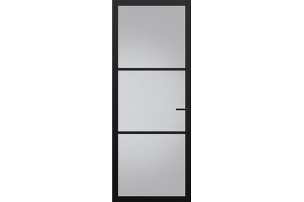 Comfidoor Lijndeur Lies Satijn veiligheidsglas Zwart Afgelakt Opdek Rechts Loopslot 880x2315mm