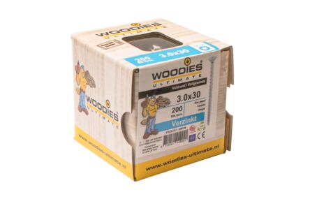 Woodies ultimate schroef voldraad verzonken kop torx t10 3,0x30mm verzinkt