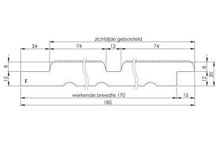 vure noir rhombus model f geborsteld 25x200x3000