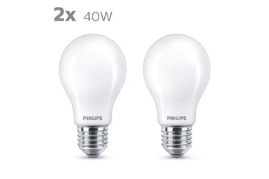 Philips LED-Lamp Classic Mat Warm Wit E27 4,5W/40W 2st