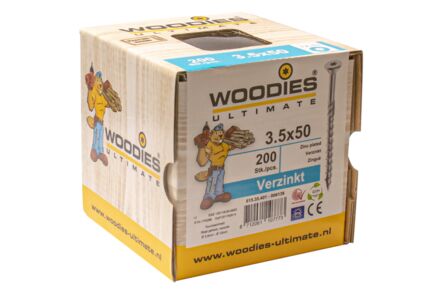 Woodies ultimate schroef verzonken kop torx t20 3,5x50/30mm verzinkt