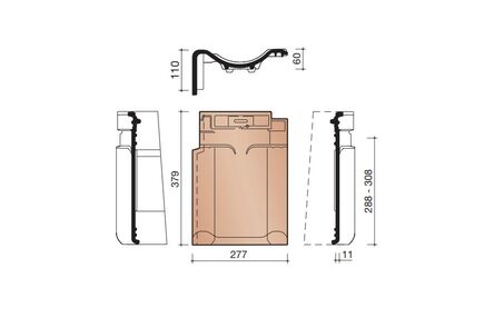 koramic vhv vario gevelpan links - matzwart verglaasd (7080)