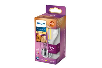 Philips LED-Lamp Classic Helder Dimbaar Warm Glow E27 7W/60W