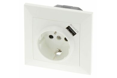 Q-Link Contactdoos usb Randaarde Inbouw Polarwit 1amp 5v
