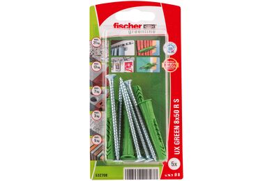 Fischer Universele Plug UX Green met rand 8x50mm 5st